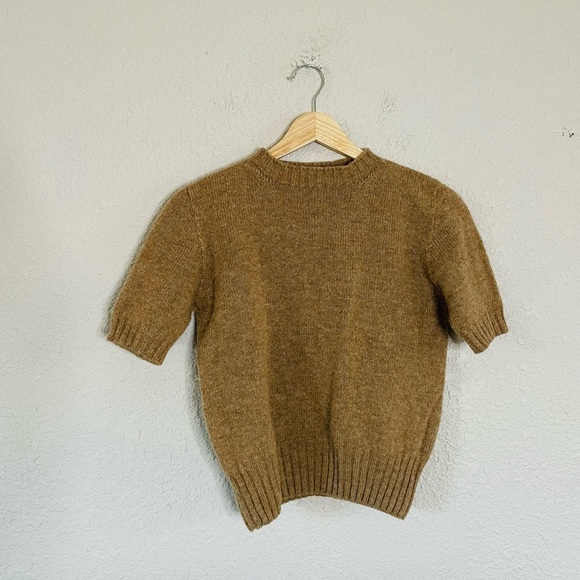 United Colors Of Benetton Sweaters - United Colors of Benetton Alpaca Tan Short Sleeve Mockneck Sweater